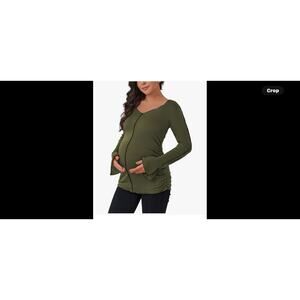 Bhome Maternity Shirt Split Bell Sleeve Color Block Maternity Top Sz M